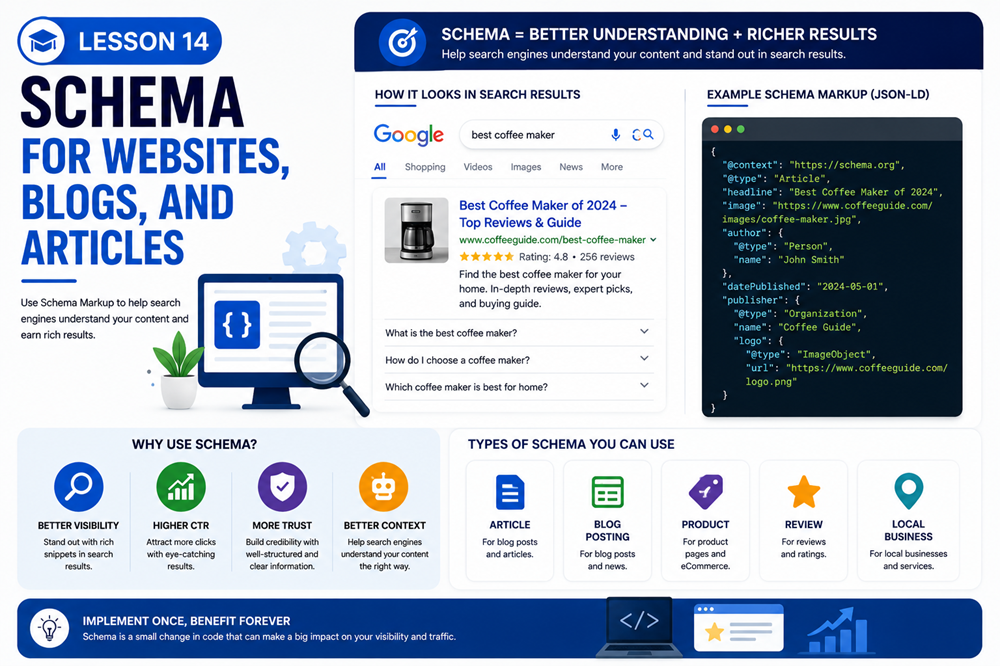 Lesson 14: Schema for Websites, Blogs, and Articles
